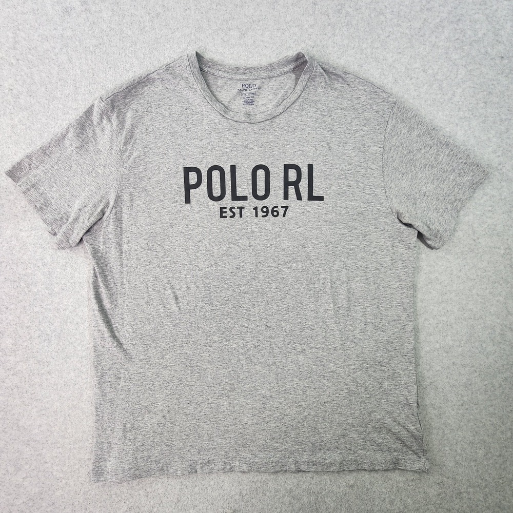 Polo Ralph Lauren T-Shirt Mens Large Gray Classic Fit‎ Short Sleeve Spellout